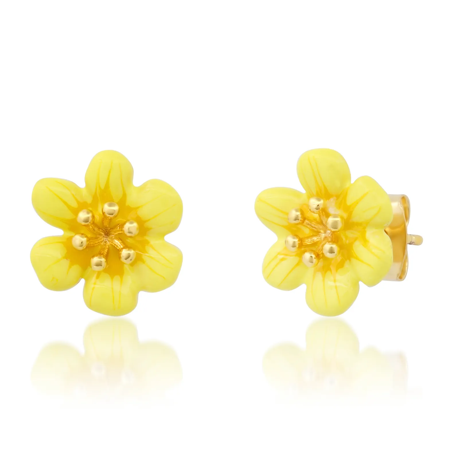 TAI ENAMEL FLOWER STUDS YELLOW