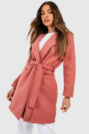 Tailored Wool Look Belted Coat