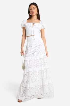 Tall Eyelet Tiered Maxi Skirt