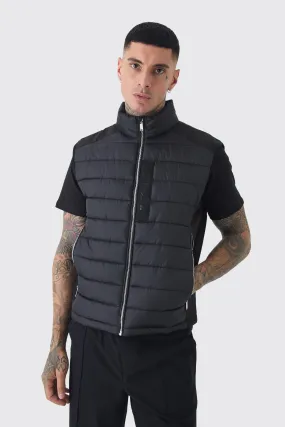 Tall Official Funnel Neck Puffer Vest In Black