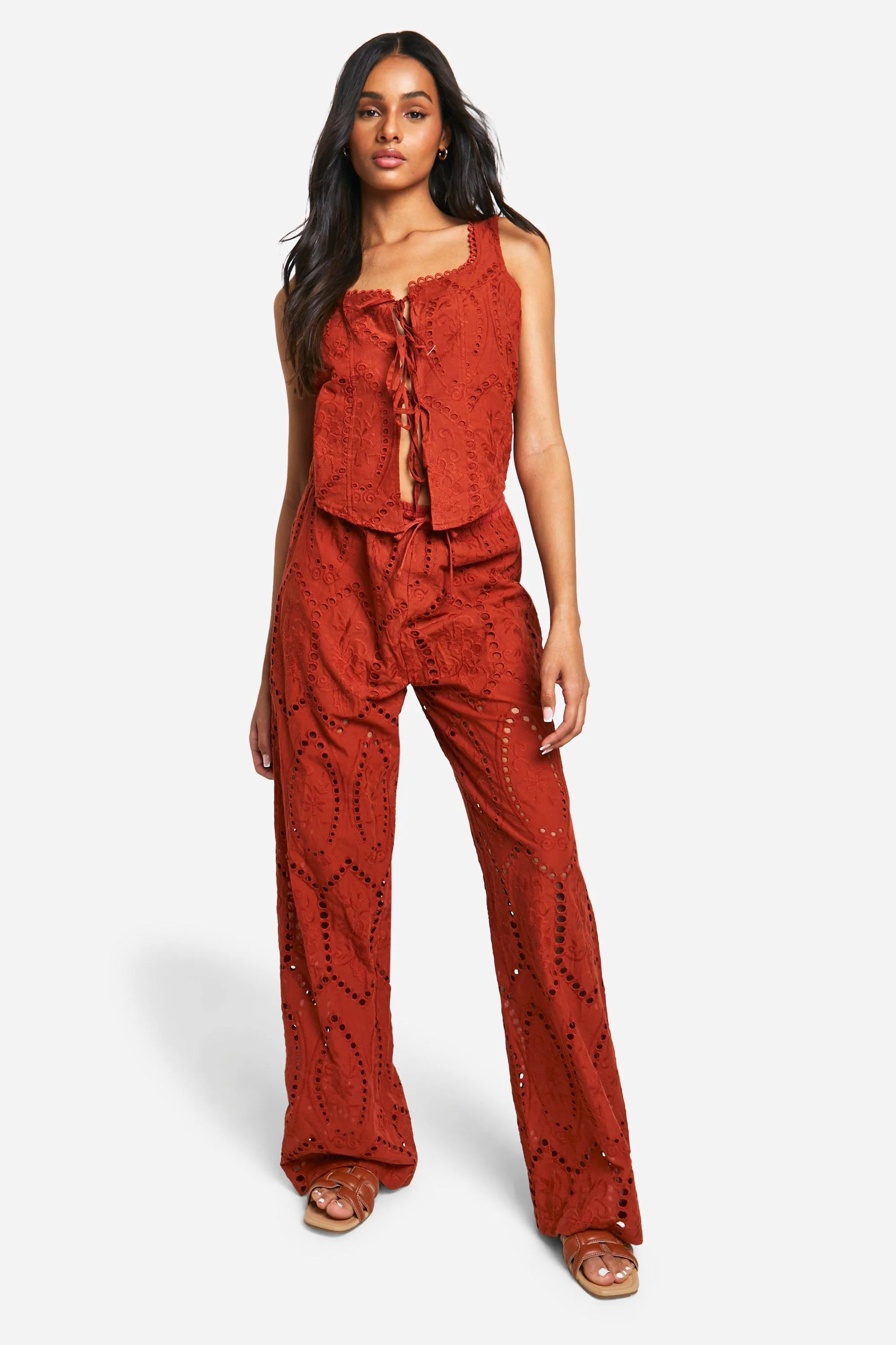 Tall Woven Eyelet Wide Leg Pants