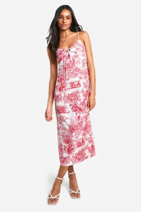 Tall Woven Porcelain Print Strappy Midi Slip Dress