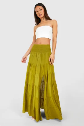 Tall Woven Tiered Maxi Skirt