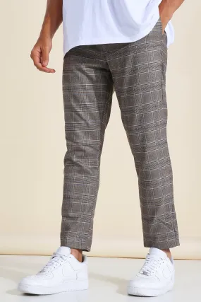 Tapered Brown Check Jogger Pants