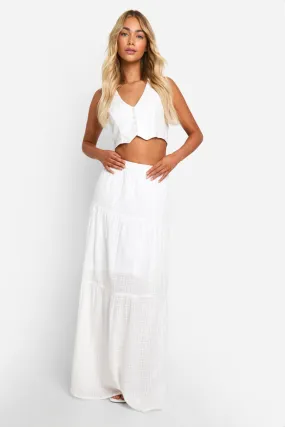 Textured Floaty Tiered Maxi Skirt