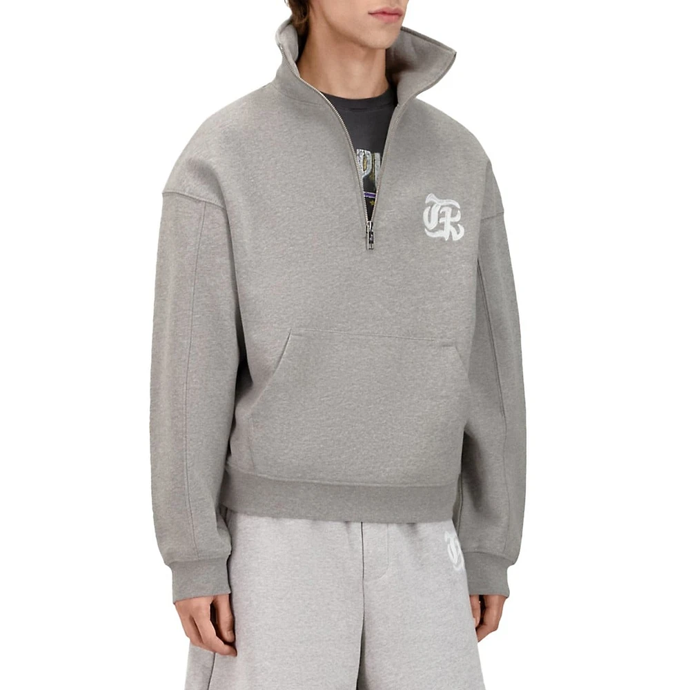 The Kooples Blazon Serigraphy Quarter-Zip Sweatshirt