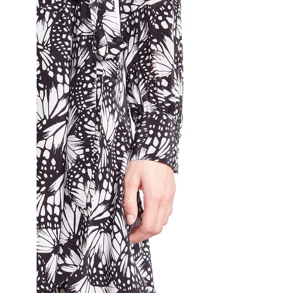 The Kooples Butterfly-Print Mini Wrap Dress