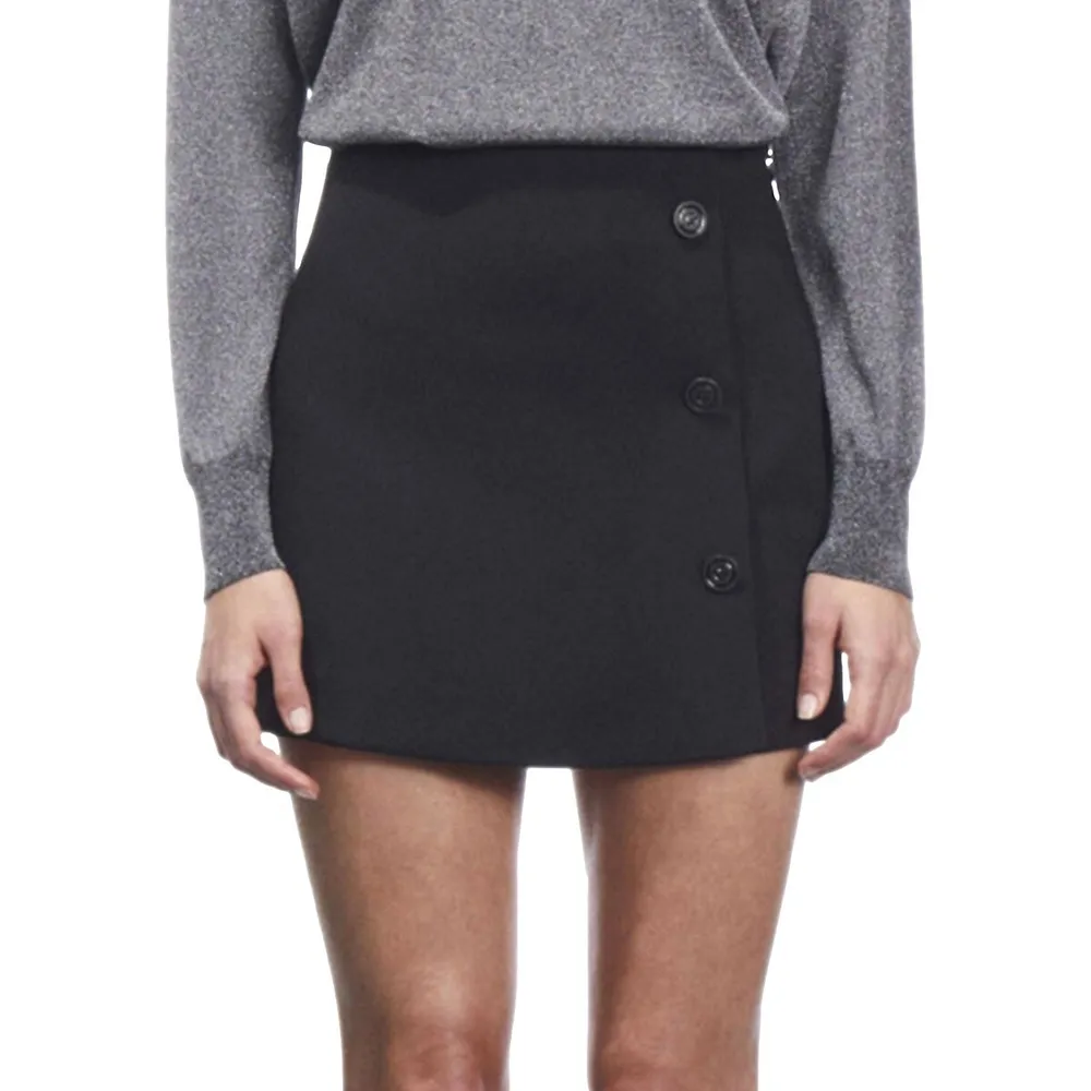 The Kooples Button-Detailed Crepe Mini Skirt