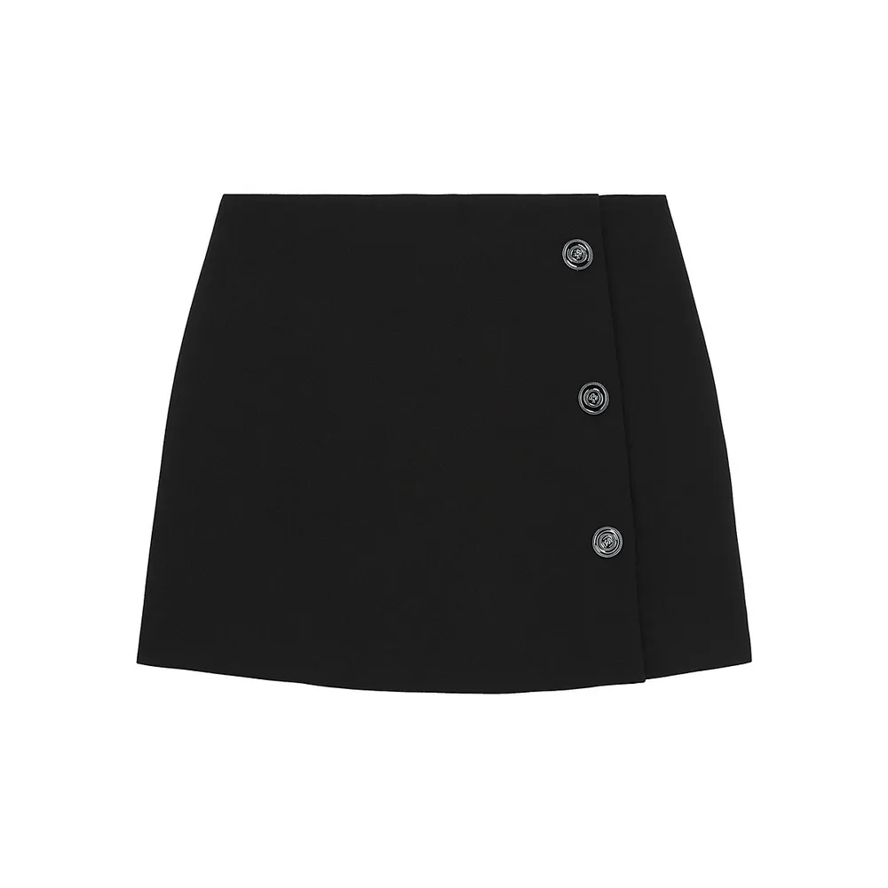 The Kooples Button-Detailed Crepe Mini Skirt