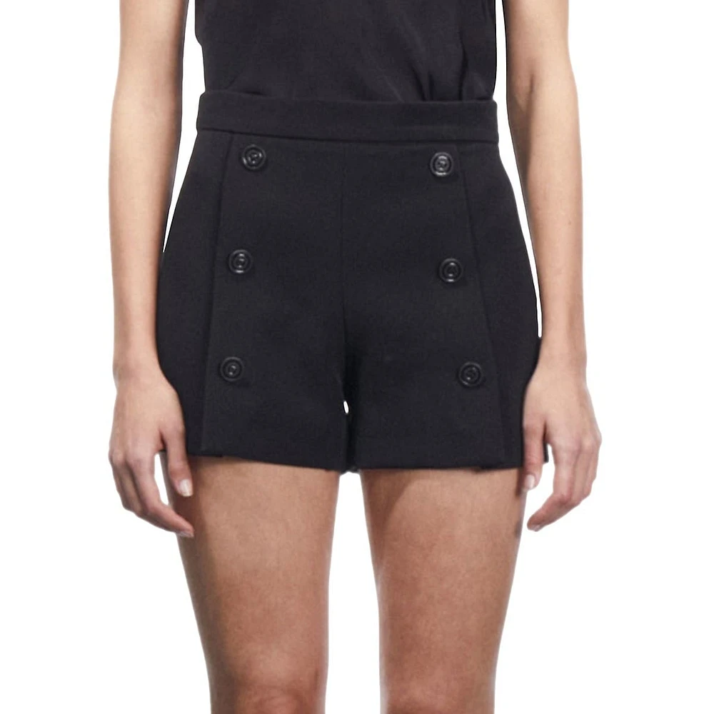 The Kooples Button-Detailed Crêpe Shorts