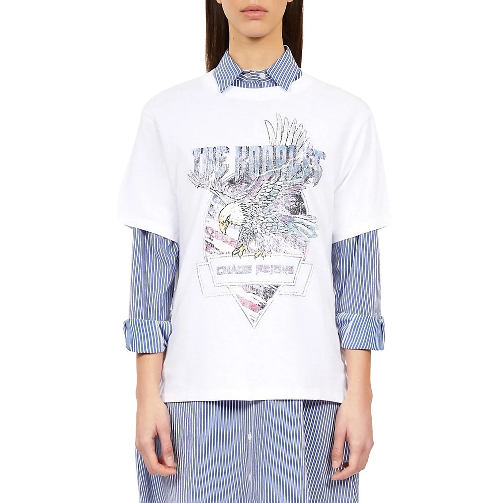 The Kooples Eagle Serigraphy Side-Laced T-Shirt