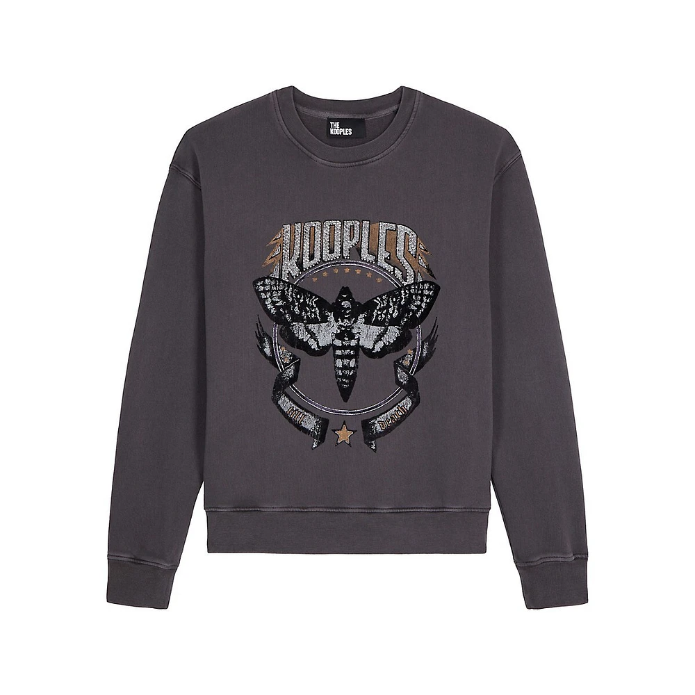 The Kooples Embellished Skull Butterfly Serigraphy Sweatshirt