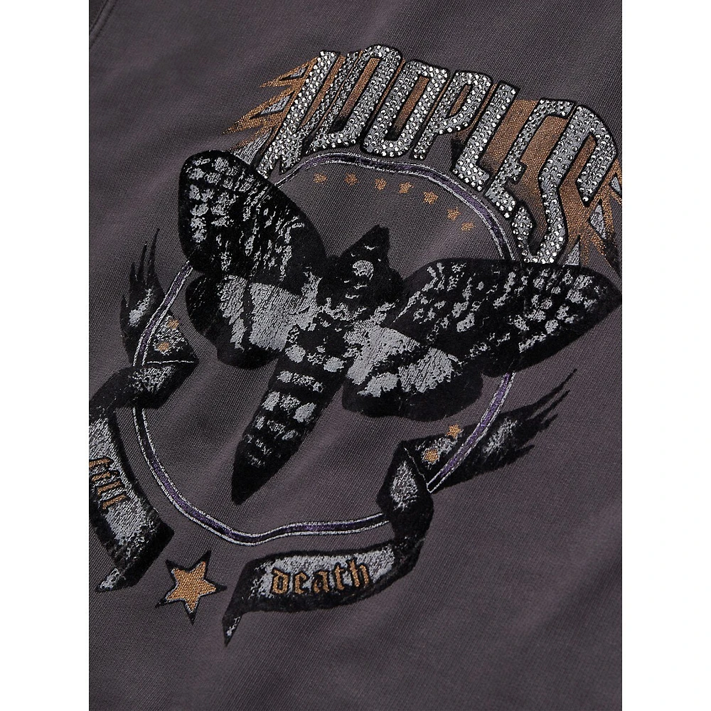 The Kooples Embellished Skull Butterfly Serigraphy Sweatshirt