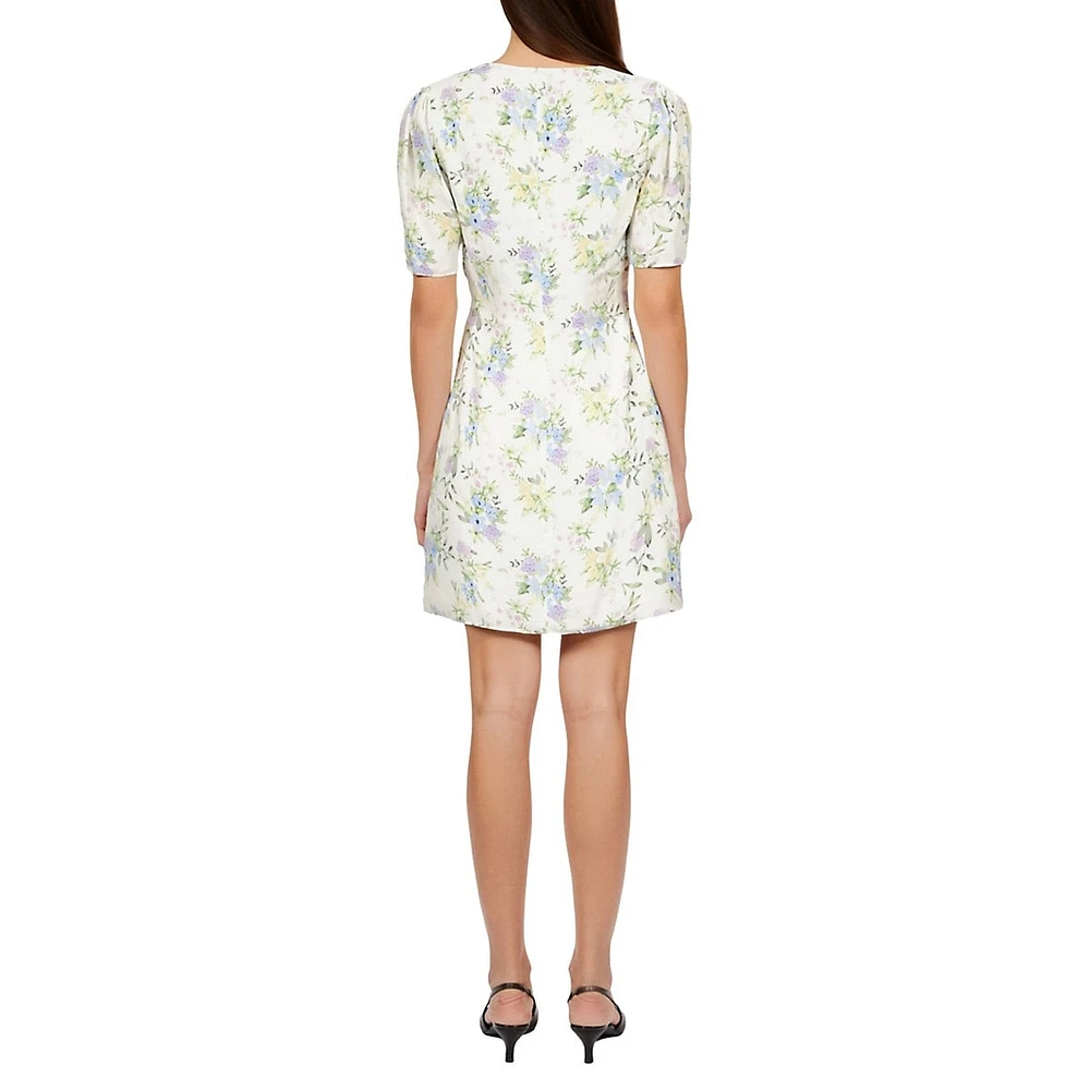 The Kooples Floral-Pirnt Shirred Mini Dress