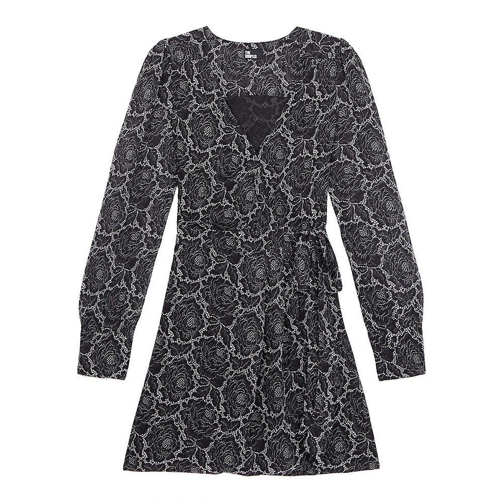 The Kooples Floral-Print Long-Sleeve Wrap Mini Dress