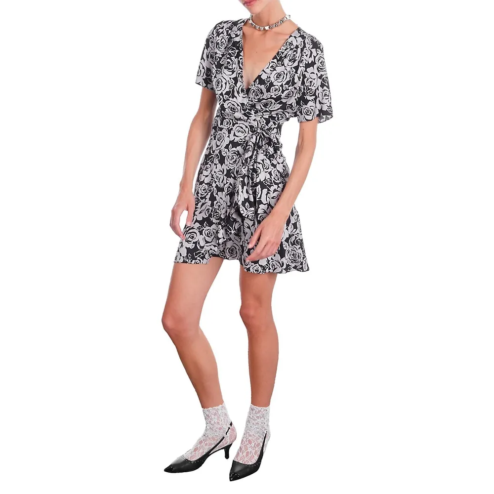 The Kooples Floral-Print Mini Wrap Dress