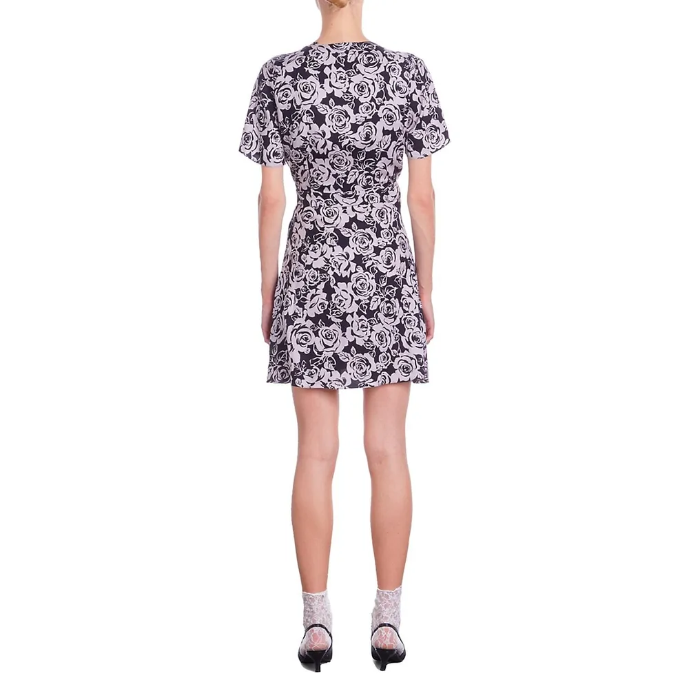 The Kooples Floral-Print Mini Wrap Dress