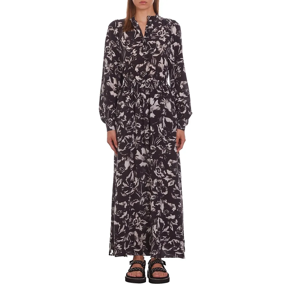 The Kooples Floral-Print Silk Maxi Dress