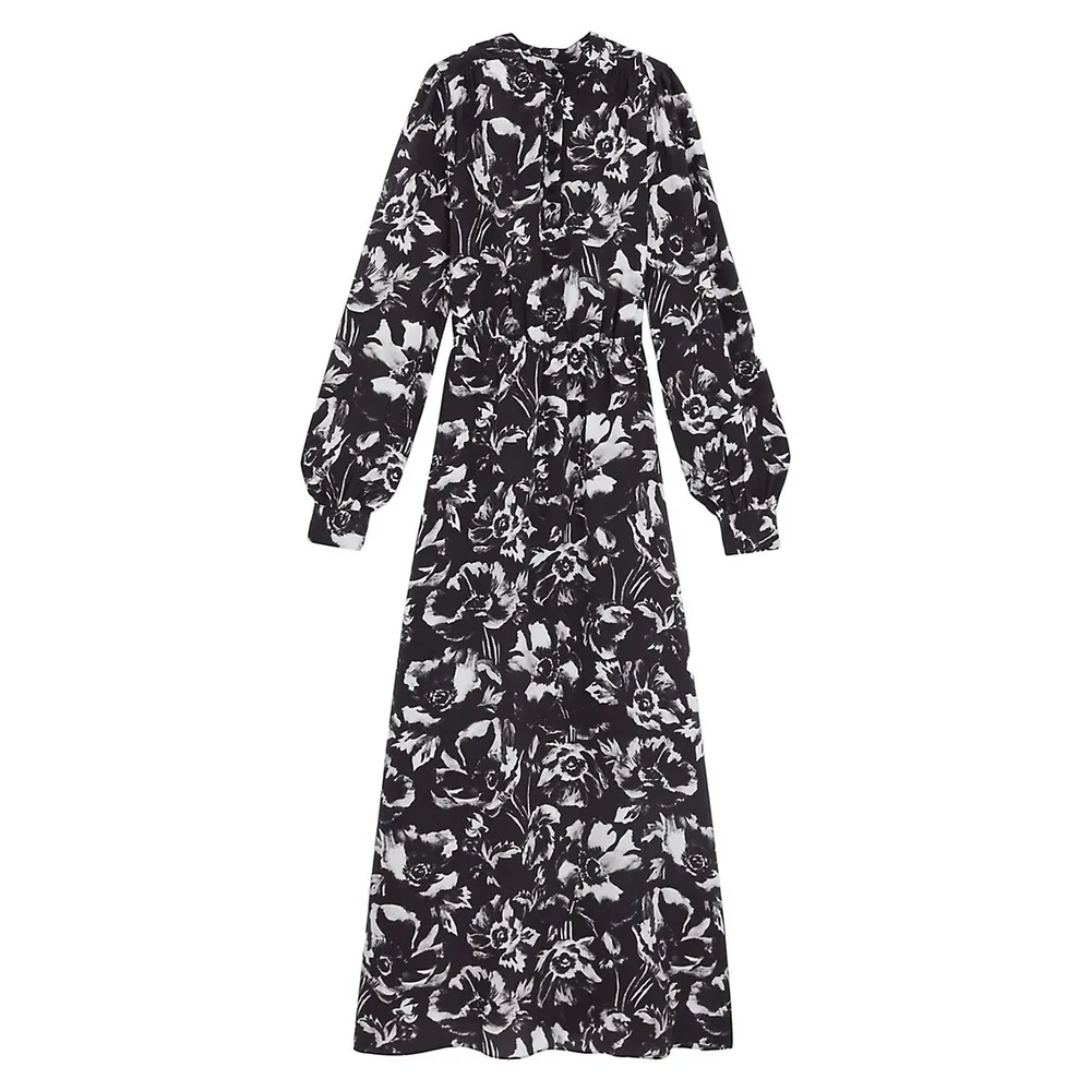 The Kooples Floral-Print Silk Maxi Dress