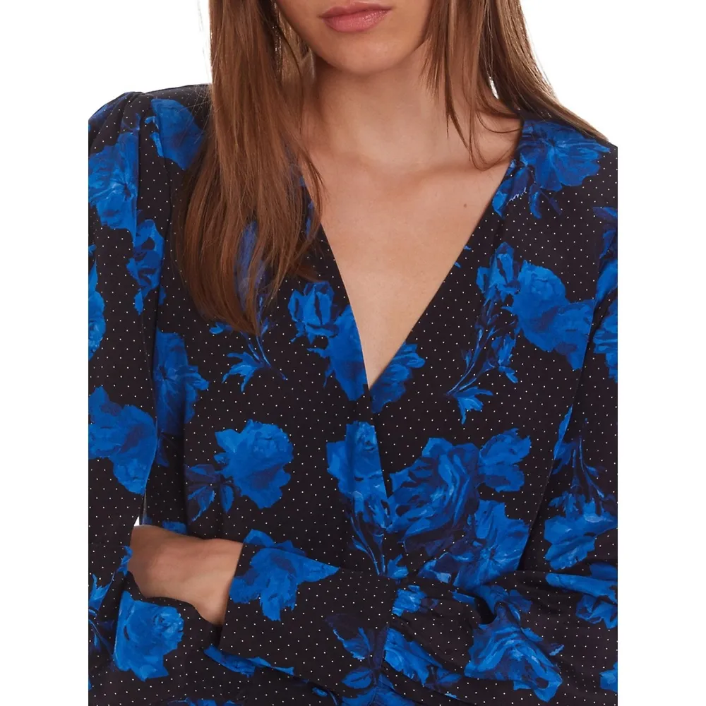 The Kooples Floral-Print Silk Wrap Dress