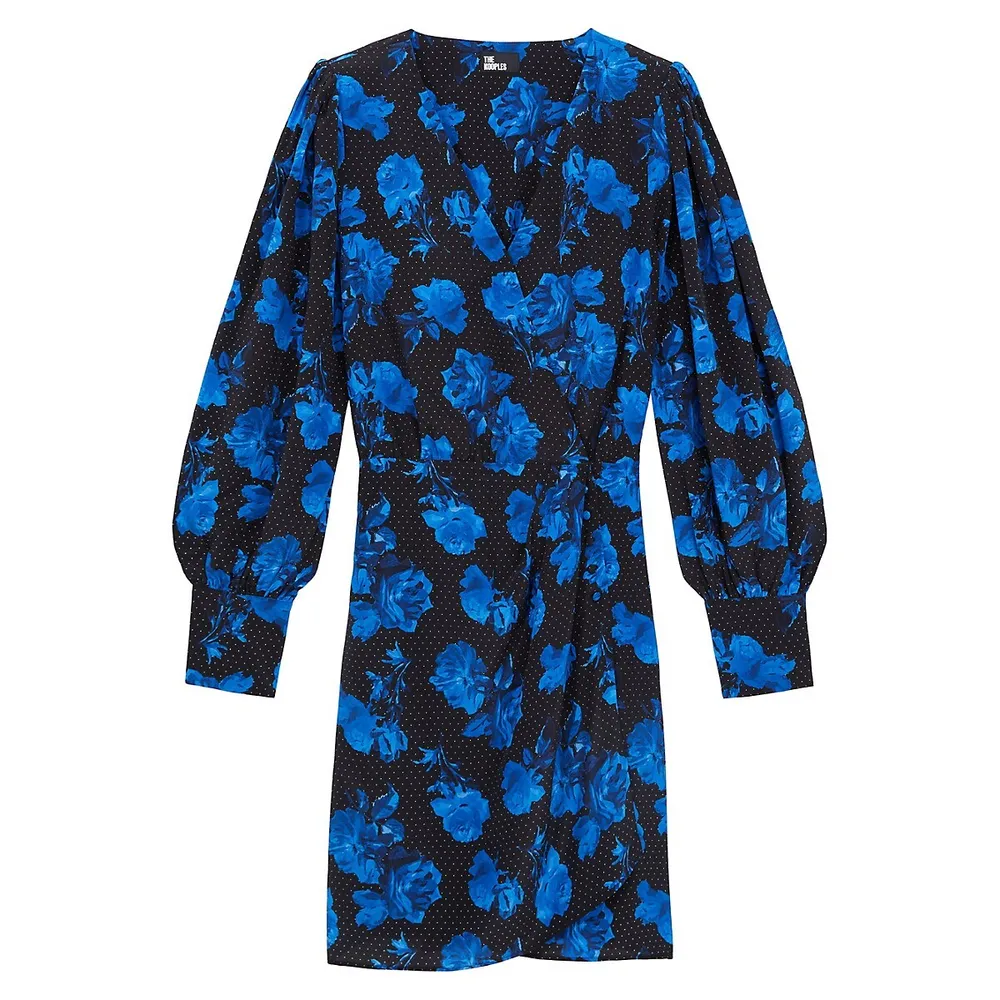 The Kooples Floral-Print Silk Wrap Dress