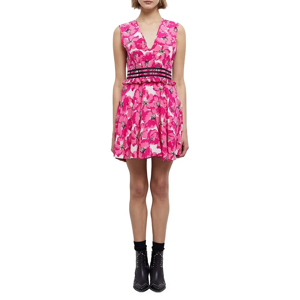 The Kooples Floral Silk Mini Dress