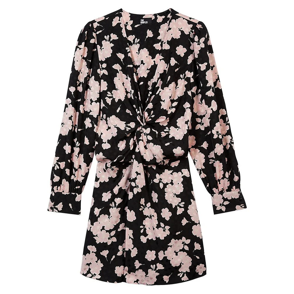 The Kooples Floral Twist-Knot Mini Dress