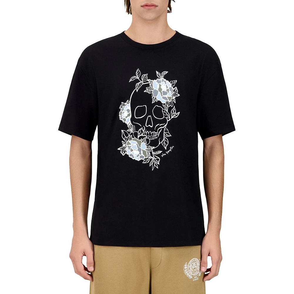 The Kooples Flower Skull Serigraphy T-Shirt