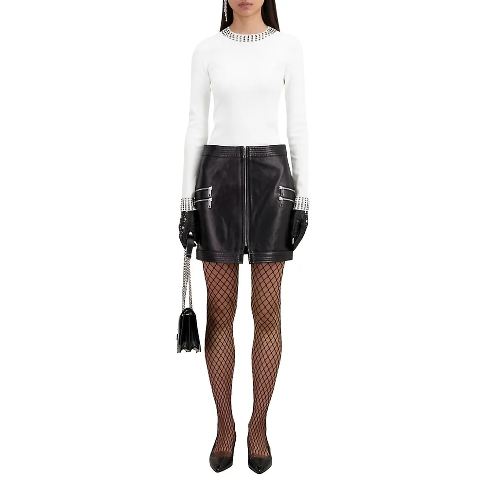 The Kooples Glazed Leather Skirt