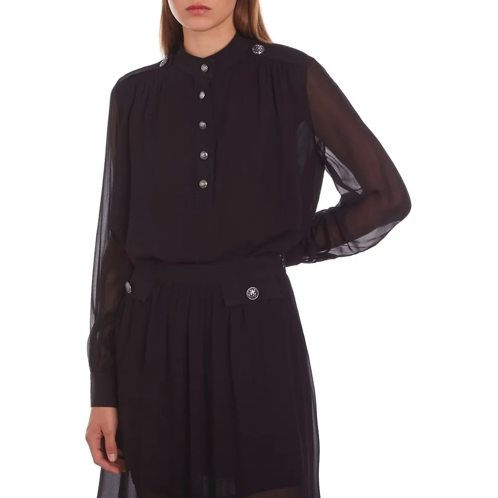 The Kooples Half-Button Highneck Blouse