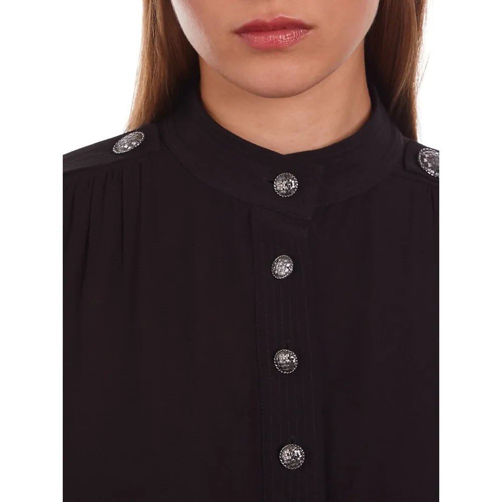 The Kooples Half-Button Highneck Blouse