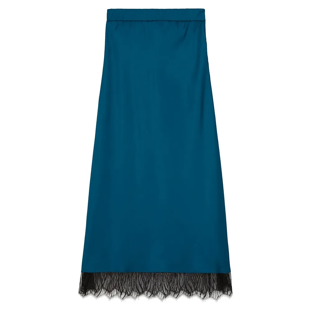 The Kooples Lace-Hem Midi Skirt