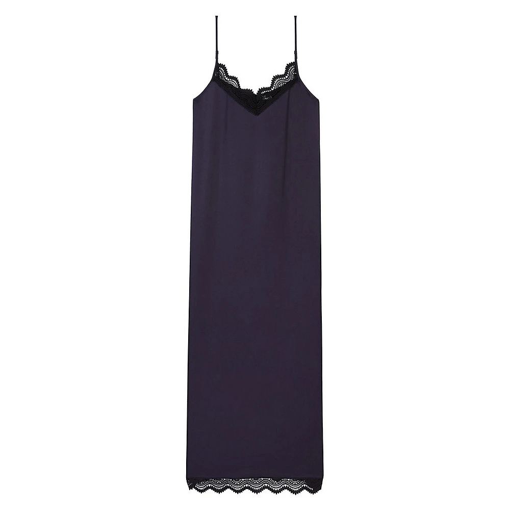 The Kooples Lace-Trim Midi Slip Dress