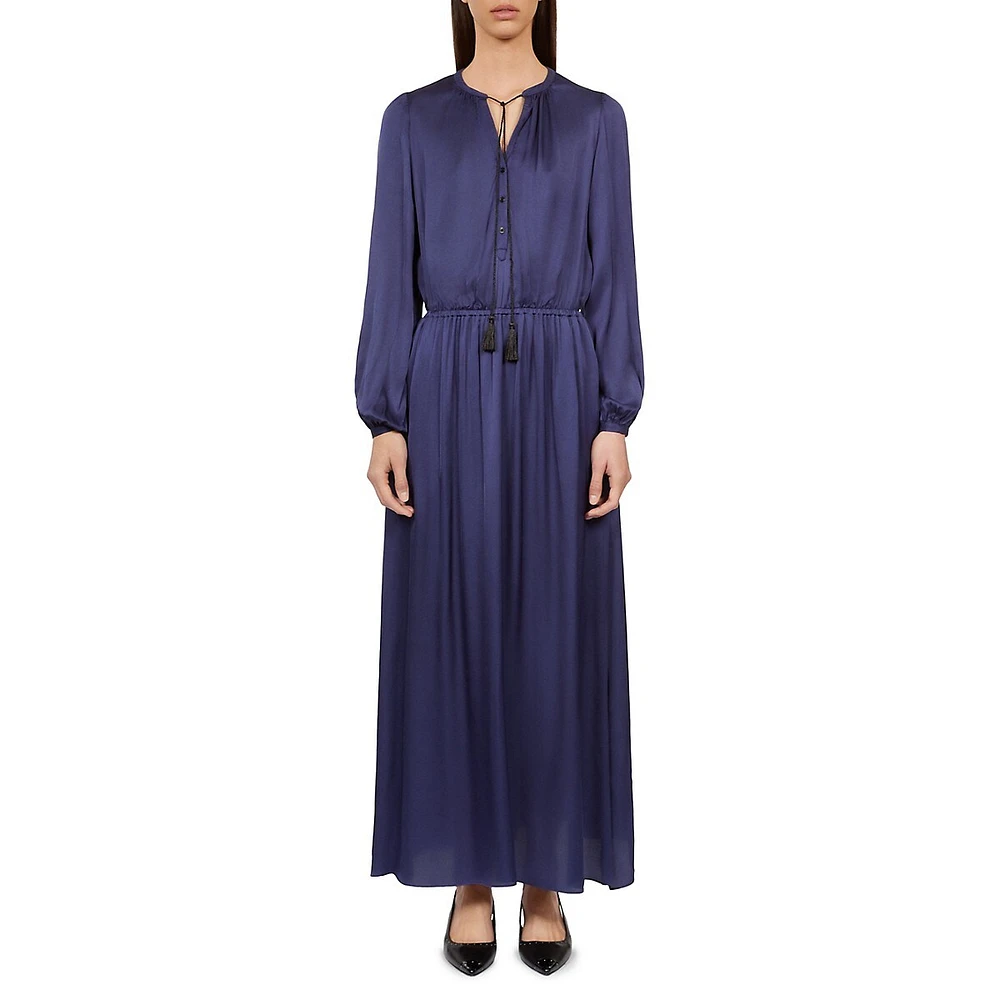 The Kooples Long-Sleeve Elasticized-Waist Maxi Dress