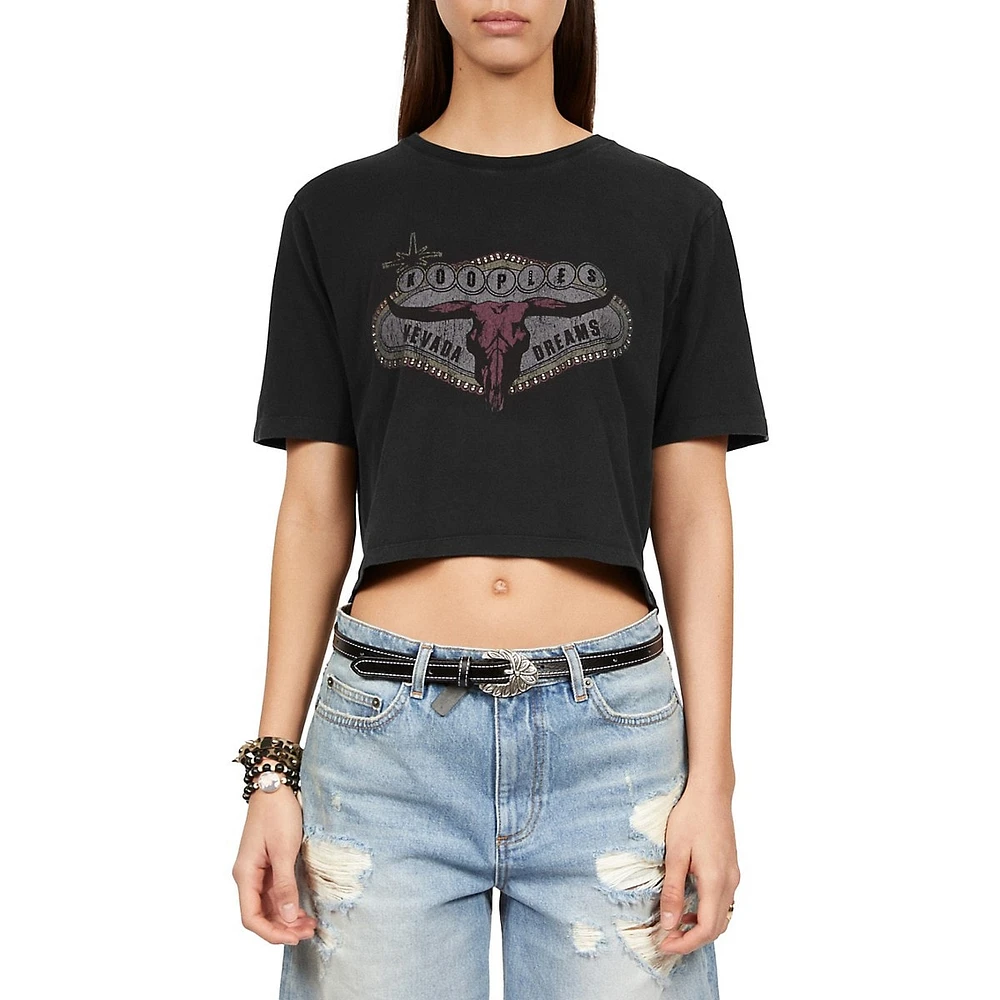 The Kooples Nevada Dreams Embellished Serigraphy T-Shirt