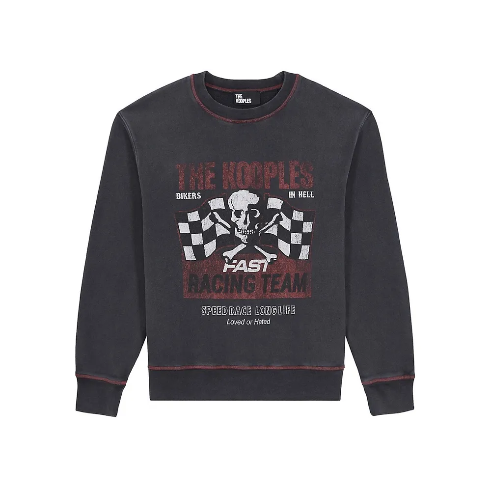 The Kooples Racing Skull Logo Serigraphy Sweatshirt