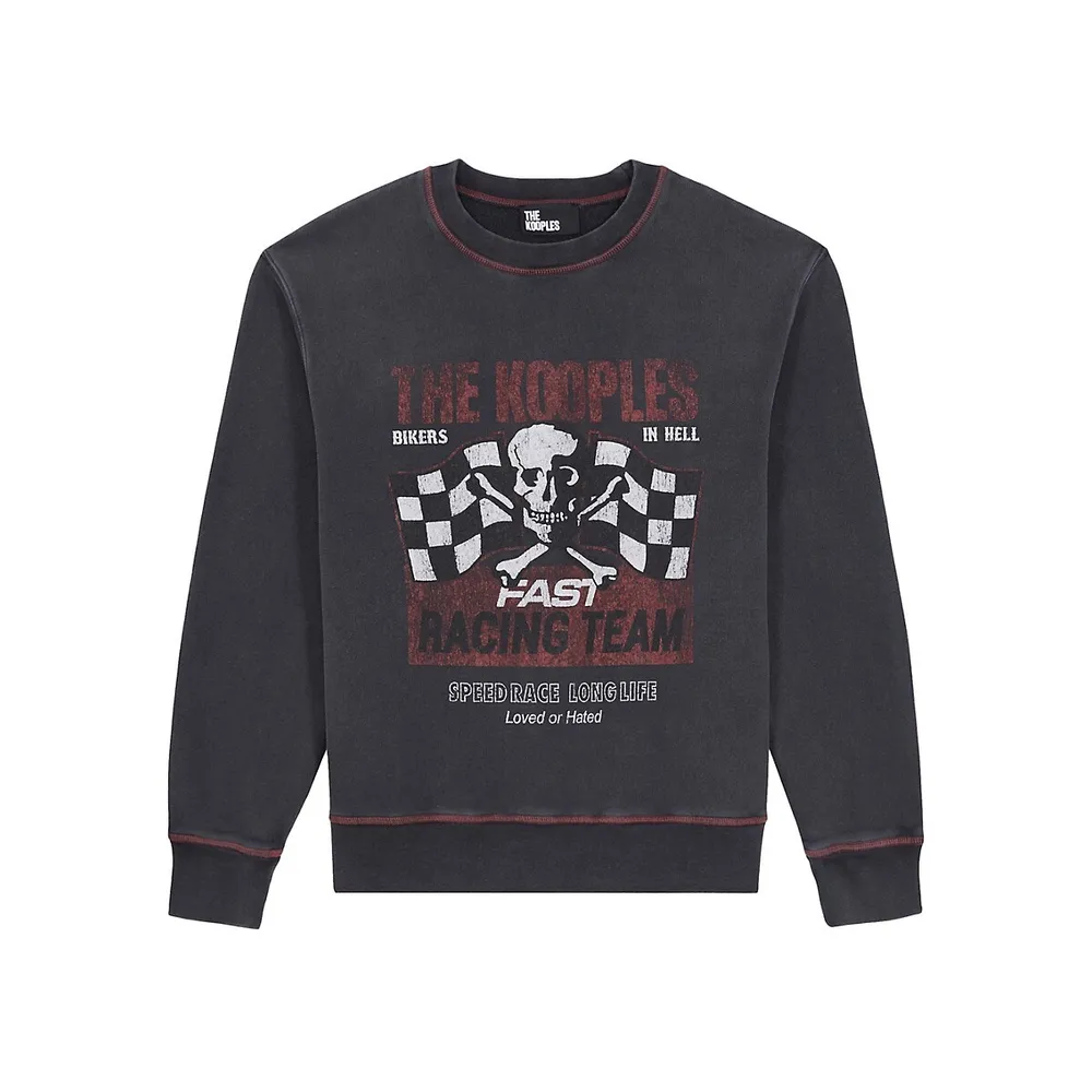 The Kooples Racing Skull Logo Serigraphy Sweatshirt