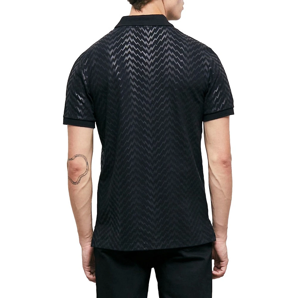 The Kooples Slim-Fit Zig-Zag Print Polo Shirt