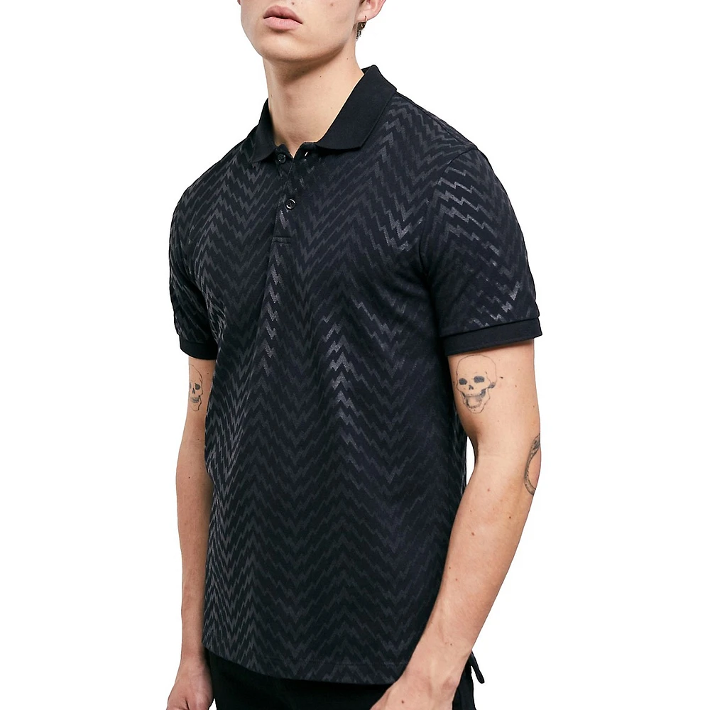 The Kooples Slim-Fit Zig-Zag Print Polo Shirt