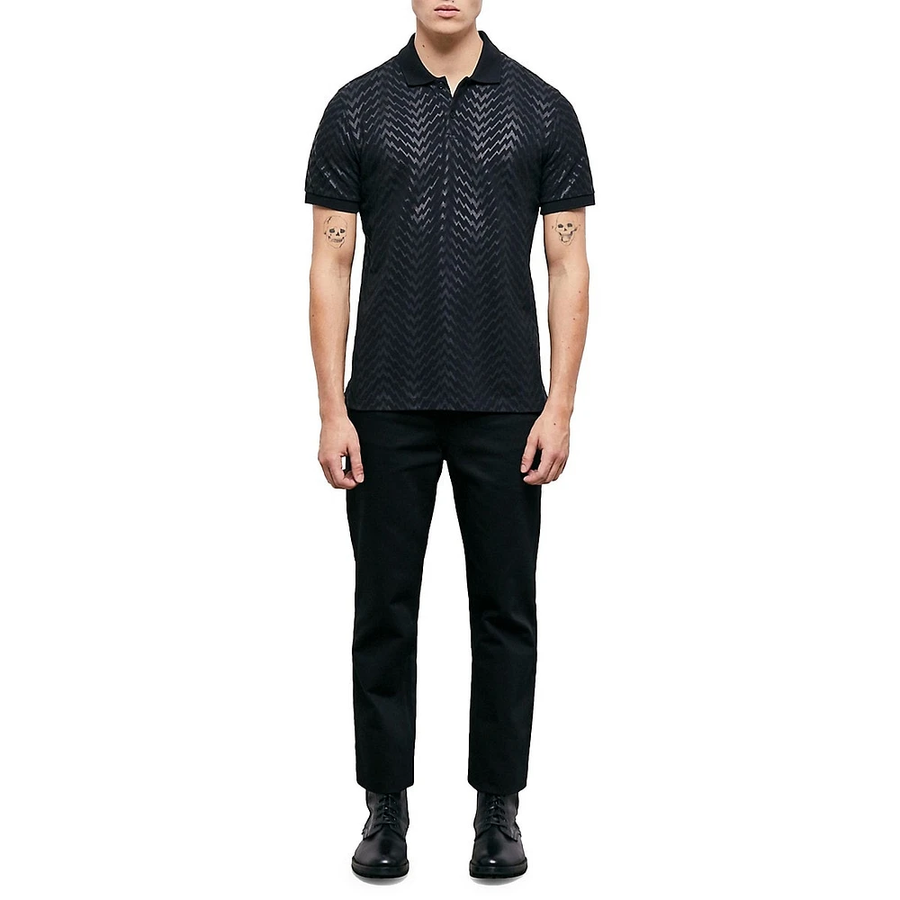 The Kooples Slim-Fit Zig-Zag Print Polo Shirt