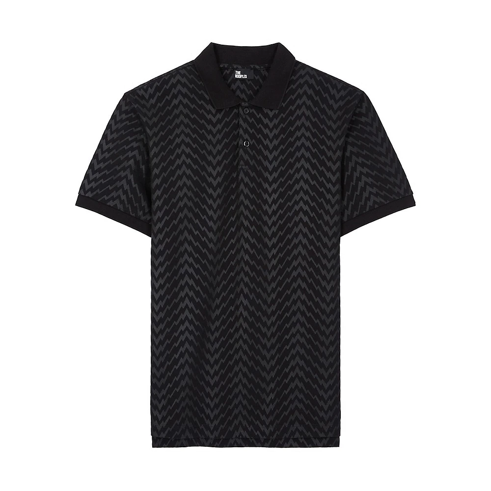 The Kooples Slim-Fit Zig-Zag Print Polo Shirt