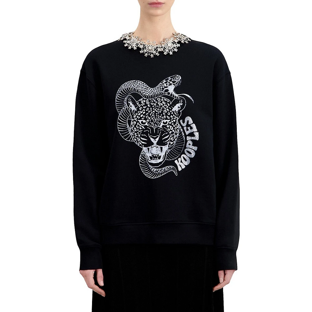 The Kooples Snake Leopard Serigraphy Sweatshirt