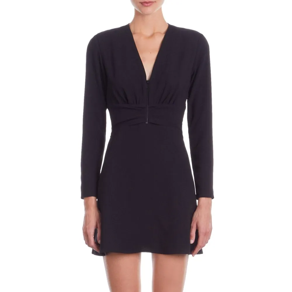 The Kooples V-Neck Shirred Crepe Mini Dress