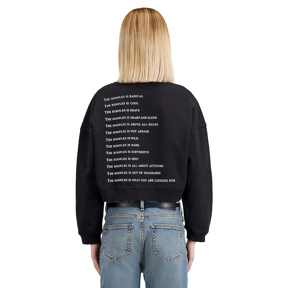 The Kooples What Is Rhinestone Graphic Cropped Sweatshirt