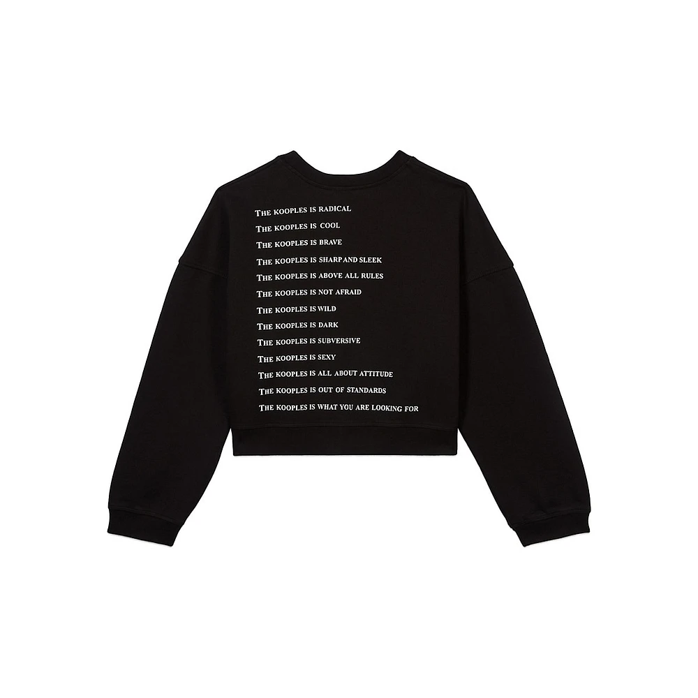 The Kooples What Is Rhinestone Graphic Cropped Sweatshirt