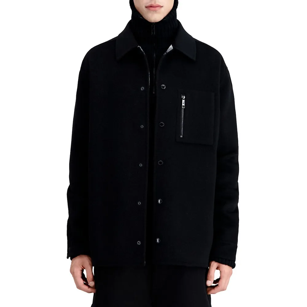 The Kooples Zip-Pocket Wool-Blend Shacket