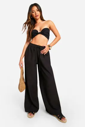 Thick Linen Wide Leg Pants