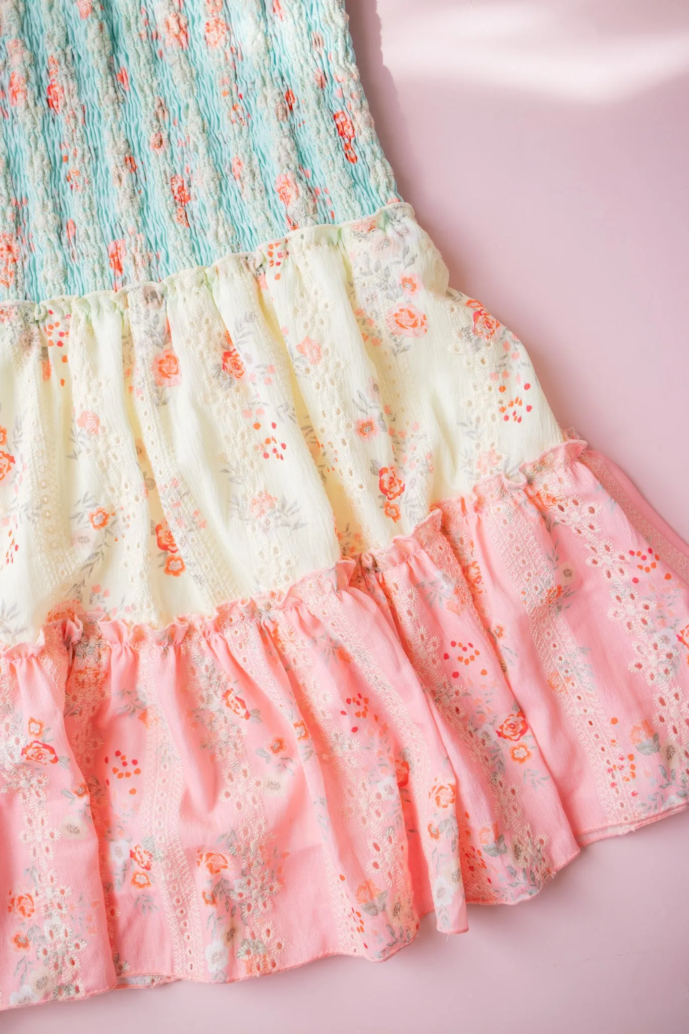 Tiered Smocked Dress | Multi Floral Eyelet