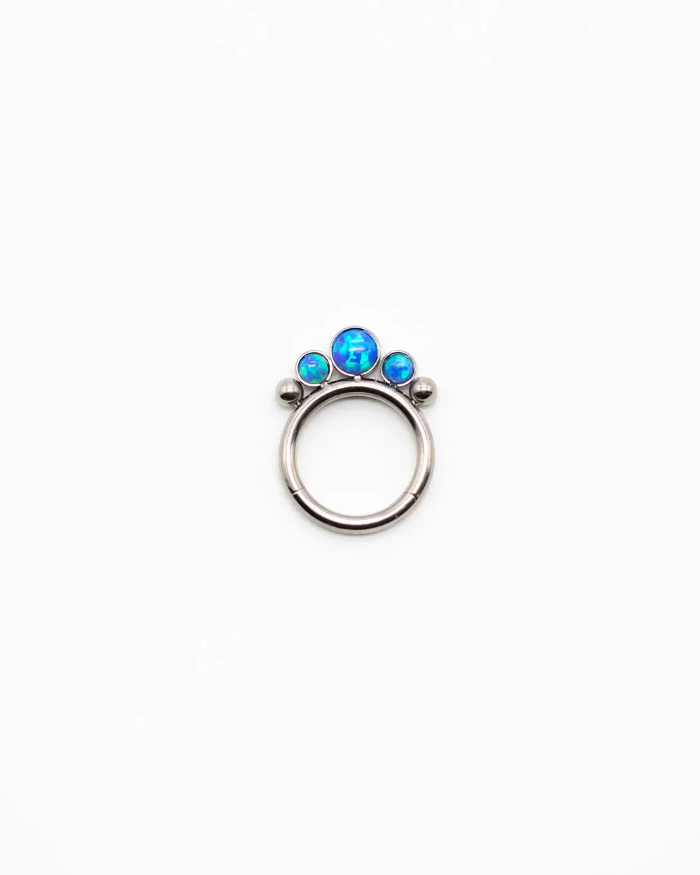 Titanium Hinged Ring W Blue Opal