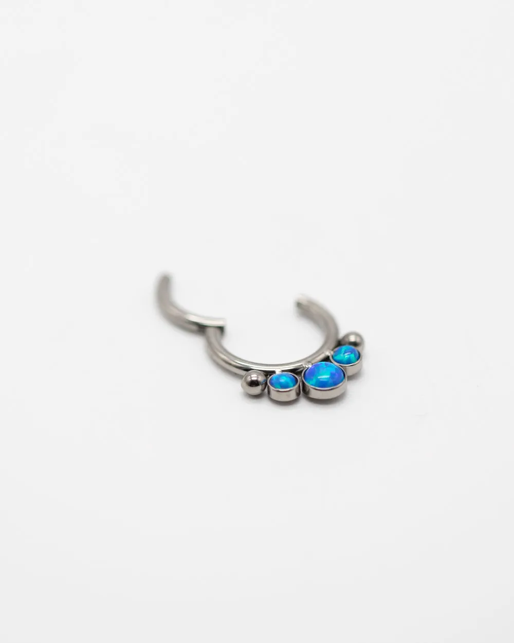 Titanium Hinged Ring W Blue Opal